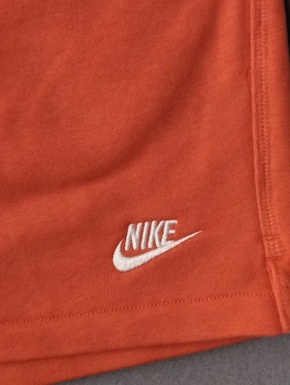 Nike Club French Terry Flow Cloth Shorts Orange Swoosh Logo Mens Size Medium NWT